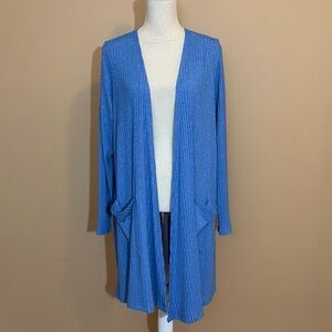 Lularoe Sarah - Solid Blue Ribbed Duster Cardigan XL